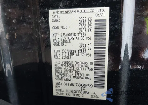 2021 Nissan Rogue Sv Intelligent Awd из США, поврежденный, VIN 5N1AT3BB5MC780959